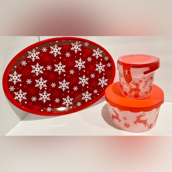 🦌Holiday 4Pc Bundle- Red Snowflake/ Reindeer Design NWT - Picture 3 of 13